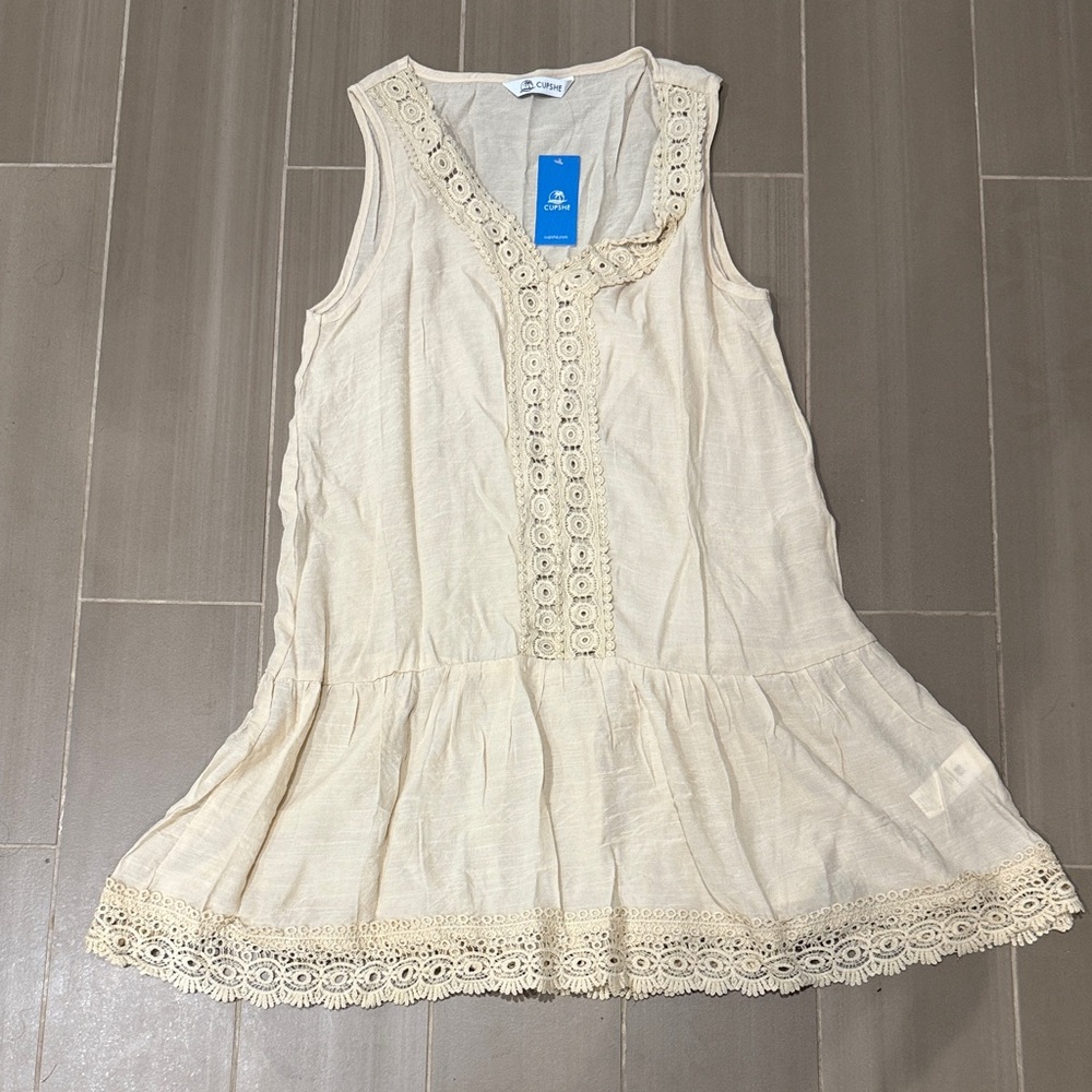 Cupshe Cream Lace Trim Coverup